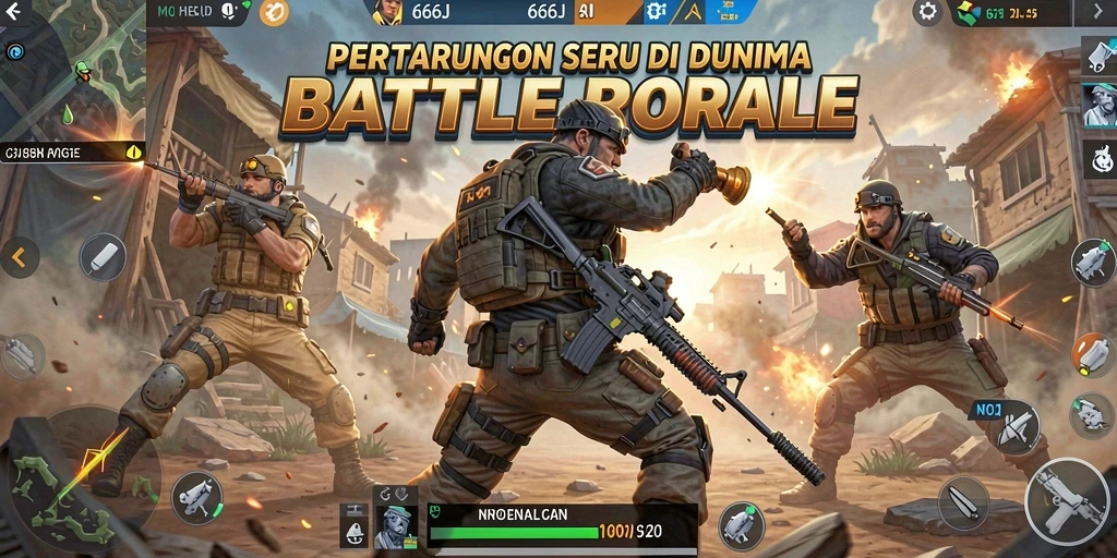 Tampilan gameplay seru dari 666J dalam pertarungan Battle Royale.
