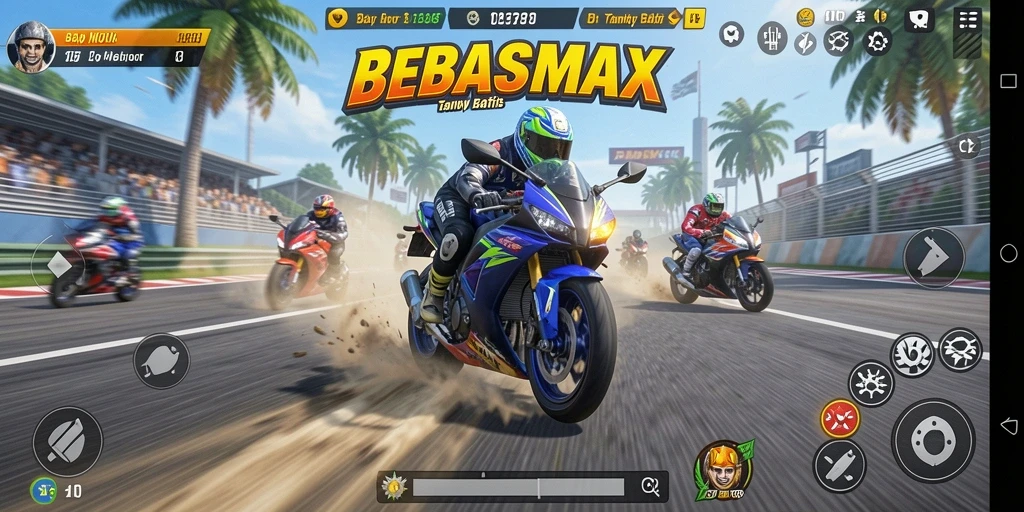 Tampilan menegangkan dari balapan motor di BEBASMAX.