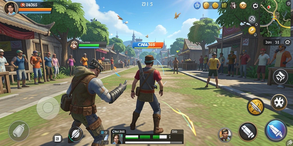 Tangkapan layar gameplay CINA365 yang menunjukkan interaksi pemain dalam simulasi.