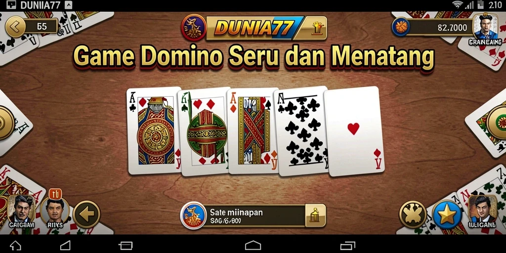 Tampilan game Domino yang seru dan interaktif dalam DUNIA77.