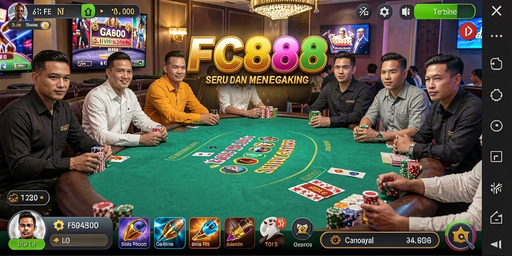 Screenshot utama FC888 menampilkan gameplay Live Casino yang mendebarkan.
