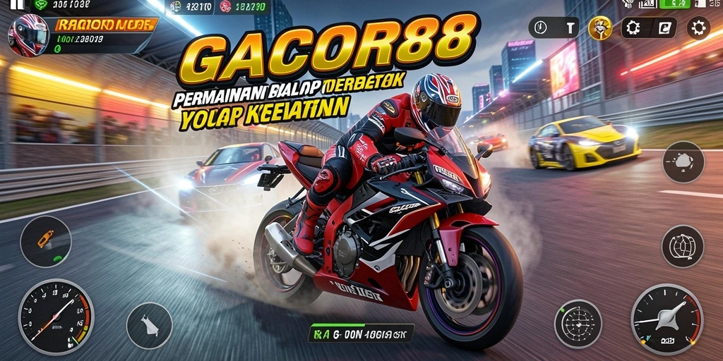 Tampilan gameplay menyenangkan dalam balapan motor yang cepat dan mendebarkan.