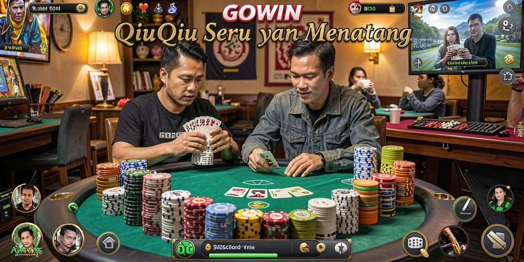 Screenshot gameplay GOWIN menampilkan suasana permainan QiuQiu yang seru.