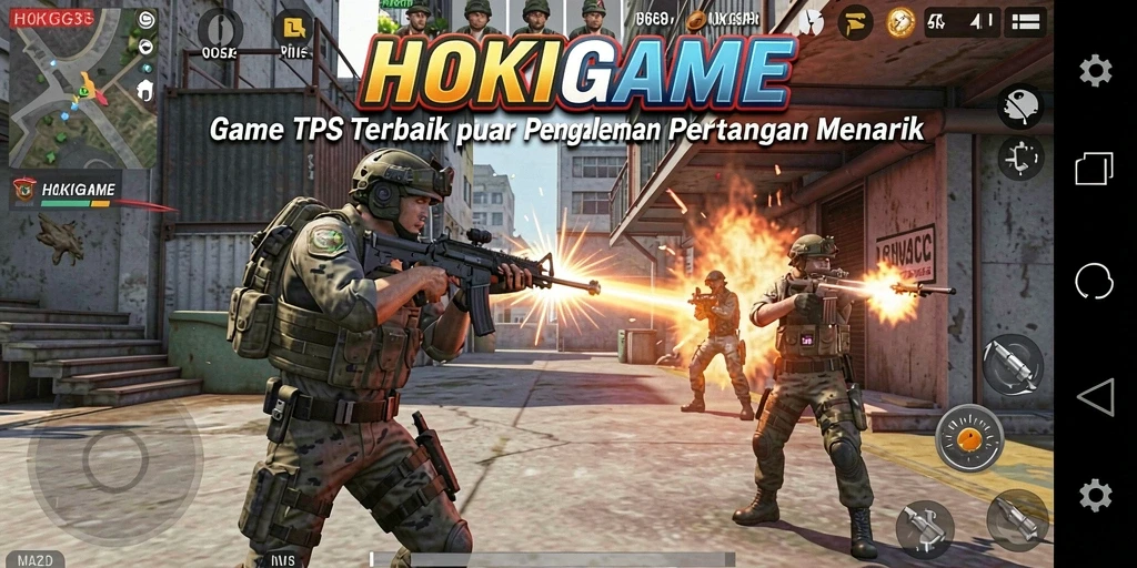 Screenshoot HOKIGAME menampilkan aksi intens dalam permainan TPS.