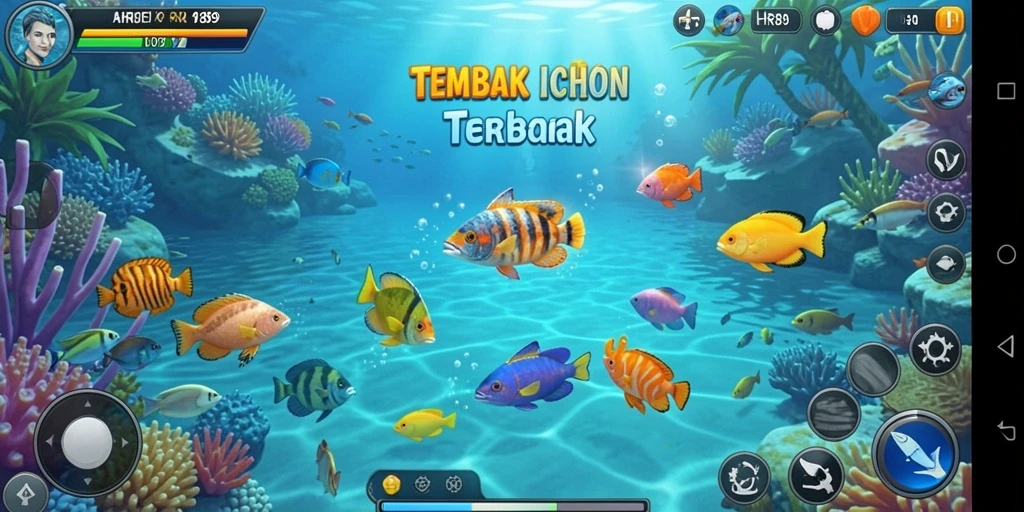 Screenshot utama HR89 menampilkan aksi seru dalam permainan Tembak Ikan.