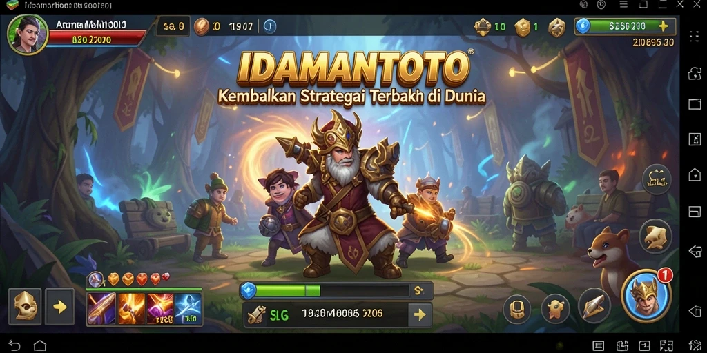 Tangkapan layar gameplay menunjukkan pertempuran strategis di dalam game SLG.