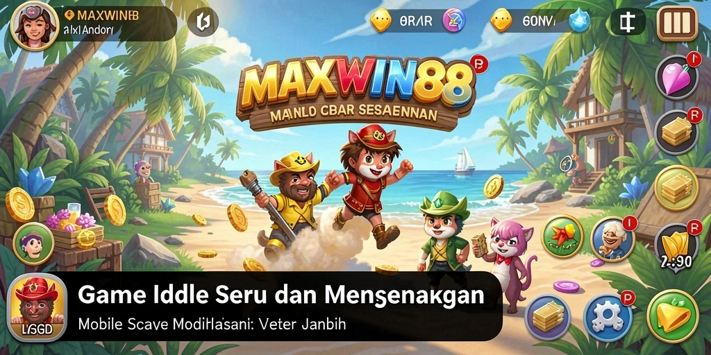 Tampilan gameplay MAXWIN88 yang menarik dengan karakter dan item penuh warna.