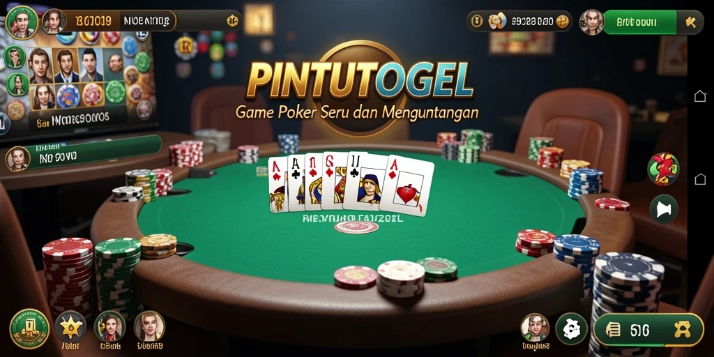 Tampilan seru dari gameplay Poker di PINTUTOGEL.