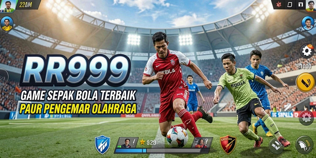 Tampilan menarik dari gameplay sepak bola RR999 yang seru dan mendebarkan.