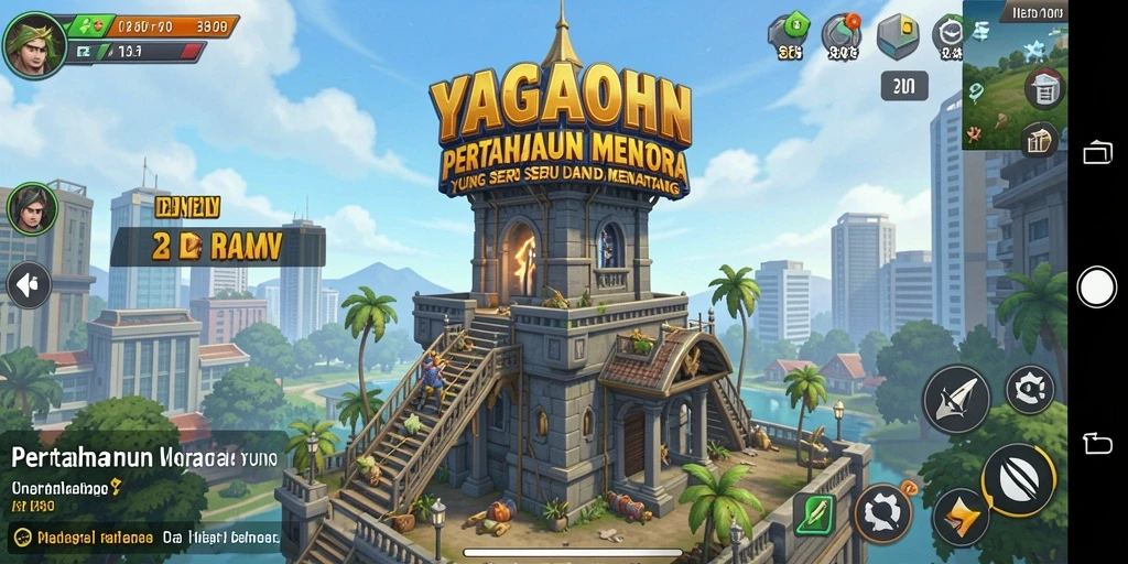 Screenshot gameplay YAGAOHEN menampilkan pertahanan menara yang strategis.